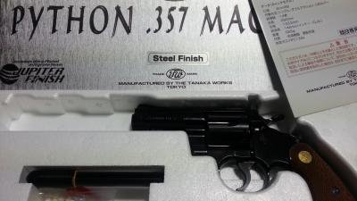 タナカ コルト パイソン スチールジュピターフィニッシュ 3インチ 黒 6mmBB ガスガン - モデルガンショップ チトセ浜松