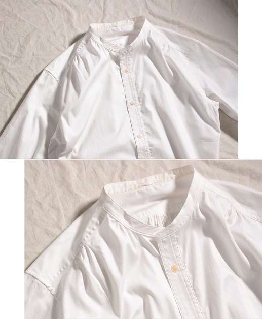 ASEEDONCLOUD HW カラーレスシャツ/collarless shirt ホワイト ユニセックスの画像です