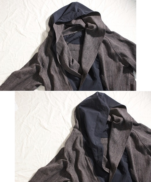 KONTRACT 切り替えショールカラージャケット ネイビーミックス ユニセックスの画像です