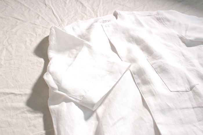 ASEEDONCLOUD HW リネン5分袖シャツ/short sleeve shirt ホワイト ユニセックスの画像です
