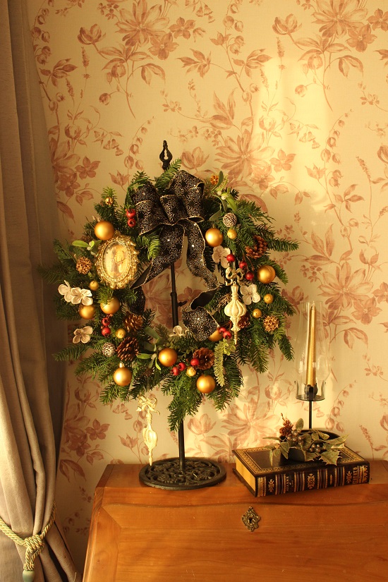 オーナメントが美しい 大人のクリスマスリース オーナメントが美しい 大人のクリスマスリース