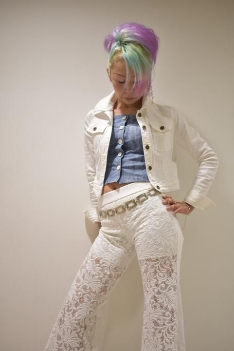 デニム切り替えフレアパンツ | 脚長効果抜群 - オリジナルレディース