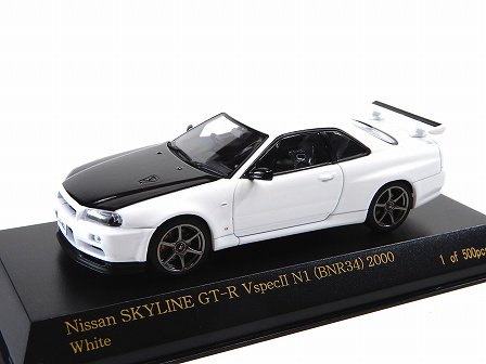 NISSAN SKYLINE GT-R (BNR34) V-SpecII N1 2000y White 1/43CAR-NEL CN430001  G-3293 - Gallery Tanaka Shopping Site