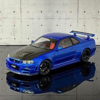 NISMO R34 GT-R Z-tune Bayside Blue / Carbon Bonnet 1/18