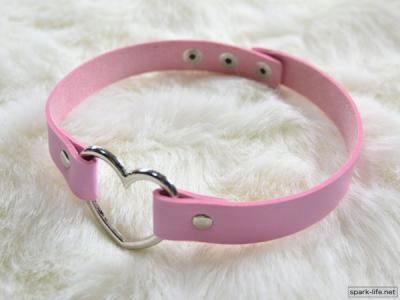 ハートリング付き♪ チョーカーHCL-PINK｜パンクファッション