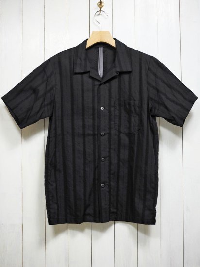 STRUM/ストラム】STC148-01 カラミ織り ストライプ 開襟半袖シャツ