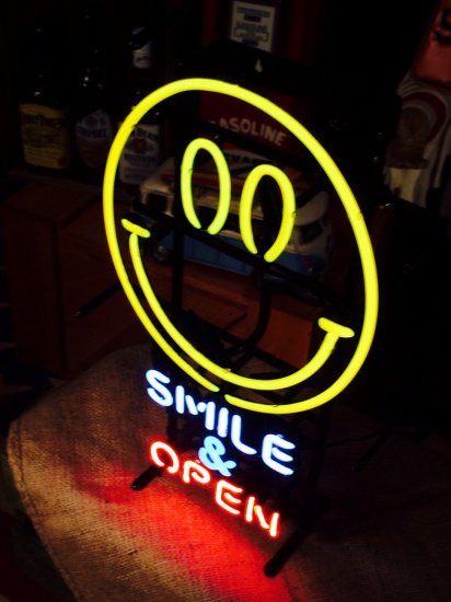 【SMILE & OPEN】スマイル＆オープン　ネオンサイン