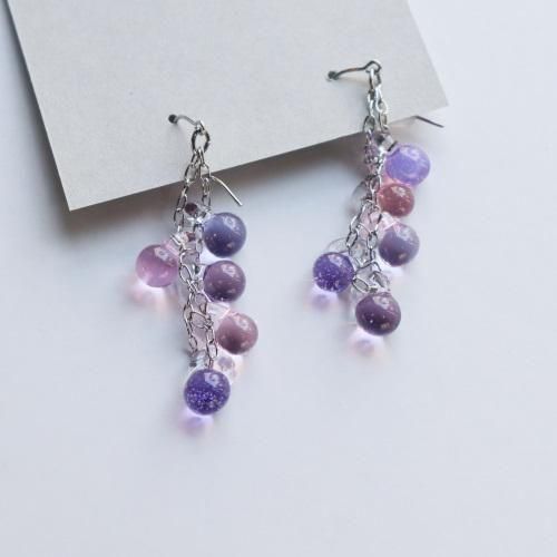 662,赤ちゃんおしゃぶりピアスパープル Farino つぶつぶピアス 25-04 藤の花 桜 ピンク 紫 パープル