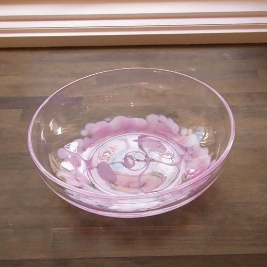 サラダボウル大 花の彩(ピンク） - ちいさな硝子の本の博物館