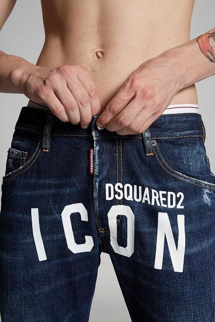 DSQUARED2(ディースクエアード）Icon Dark Semplice Wash Skater Jean　ICONロゴデニムパンツ 送料無料