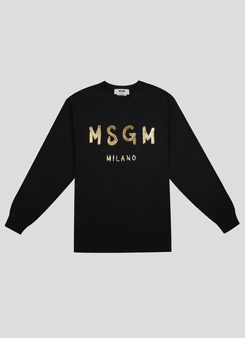 MSGM エムエスジーエム 日本限定 ゴールド ロゴTシャツ ブラック 