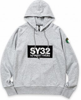 SY32 by SWEETYEARS（エスワイサーティーツーバイスィートイヤーズ）SAGARA WAPEEN BOXLOGO P/O HOODIE GRAY　送料無料　　