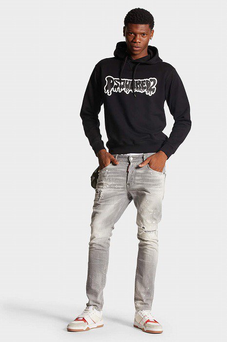 DSQUARED2(ディースクエアード）GREY SPOTTED WASH SKATER JEANS 送料無料