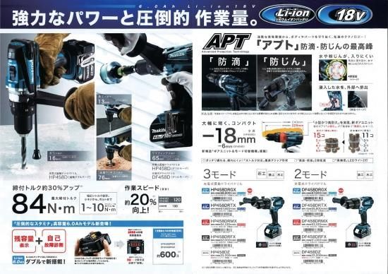 マキタ 18V(6.0Ah)充電式震動ドライバドリル HP458DRGX 安心の マキタ 18V(6.0Ah)充電式震動ドライバドリル HP458DRGX 安心の
