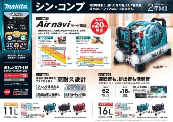 マキタ 高圧コンプレッサ AC500XLR 赤 安心のメーカー正規販売店 マキタ 高圧コンプレッサ AC500XLR 赤 安心のメーカー正規販売店