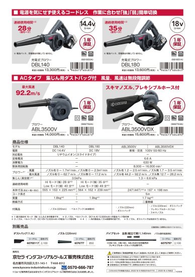 京セラ 18V充電式ブロワー DBL180 本体のみ　安心のメーカー正規販売店『プロツールショップとぎや』