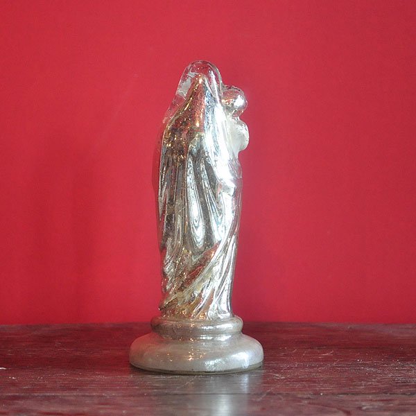 アンティーク フランス マーキュリーグラス  赤子のイエスを抱くマリア像 水銀