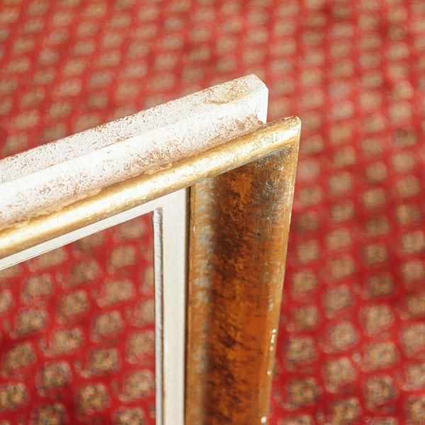 ［逸品物］海外アンティーク　重厚感ある彫額　ガラス付き　縦にも横にも使えます France・重厚感のある金と白の額 - フランスアンティーク雑貨