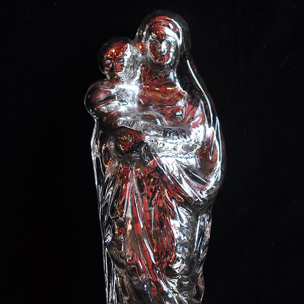 アンティーク フランス マーキュリーグラス 赤子のイエスを抱くマリア