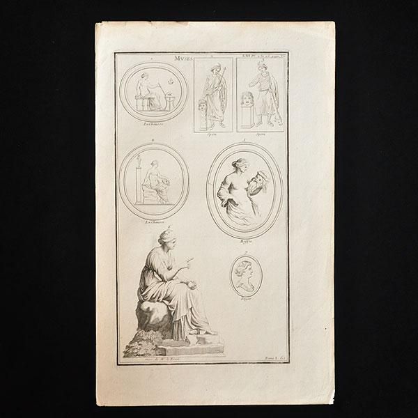 18世紀 銅版画 MVSES/フランスアンティーク雑貨・家具のSibora【シボラ】 18世紀 銅版画 MVSES/フランスアンティーク雑貨・家具のSibora【シボラ】