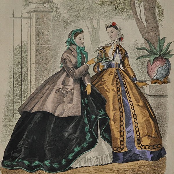 1880年7月フランスアンティークファッションプレート 銅版画 モード雑付録 - 印刷物