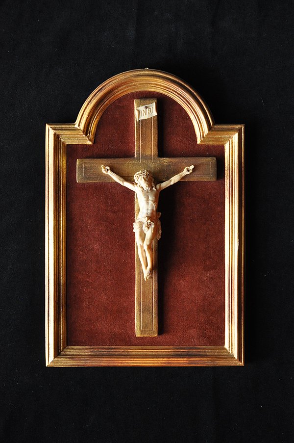 フランスアンティーク十字架キリスト磔刑像，古銅製，古董品，時代物 