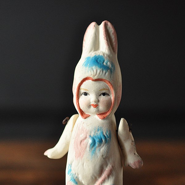 ウサギさんの着ぐるみを着た女の子・H/フランスアンティーク ビスク 