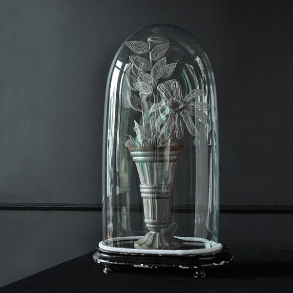アンティーク 楕円ガラスドームH49.5cm/フランスアンティーク雑貨 
