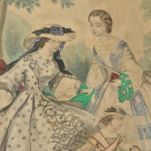 額装された貴婦人画・2A/フランスアンティーク雑貨 銅版画【Sibora】
