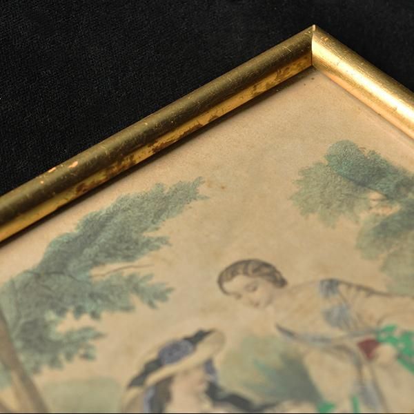 アンティーク 銅版画　未使用・保管品、美品 額装された貴婦人画・2A/フランスアンティーク雑貨 銅版画【Sibora】