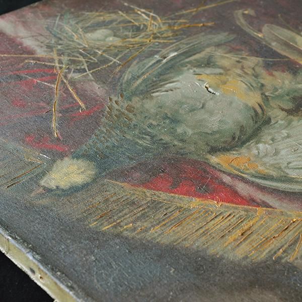 油彩 狩猟画/フランスアンティーク雑貨 絵画 アート オブジェ