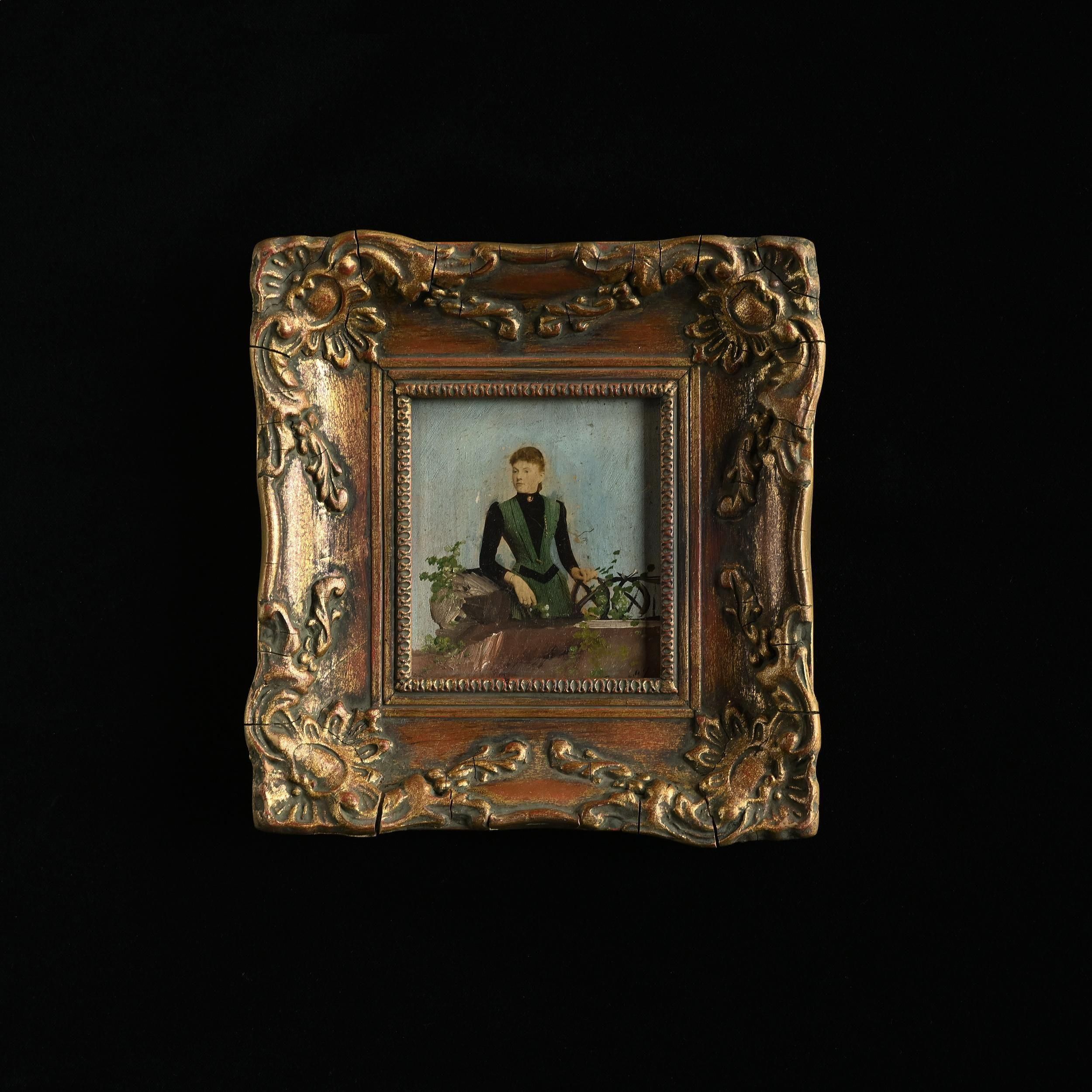 額装された婦人画-フランスアンティーク雑貨ーSibora