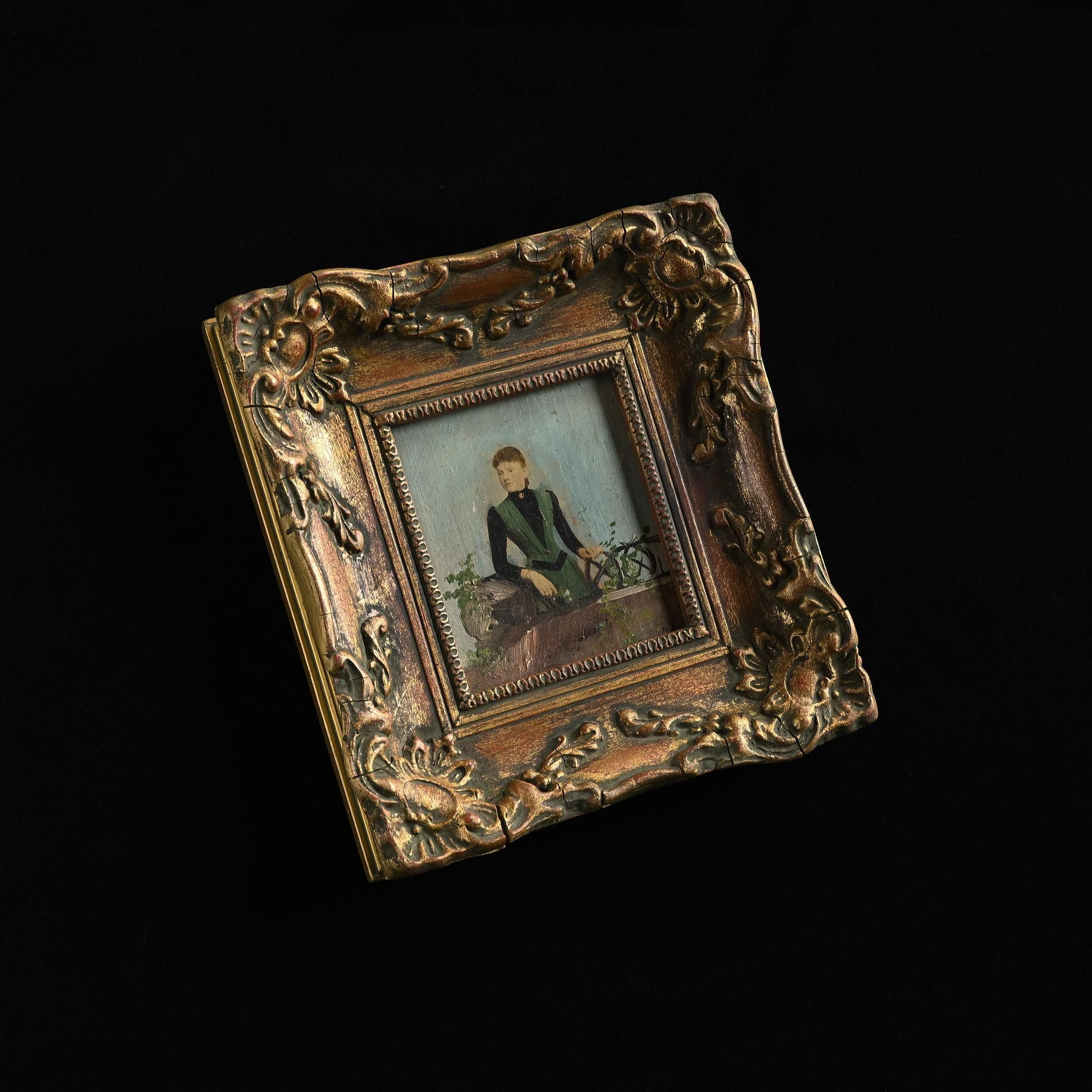 額装された婦人画-フランスアンティーク雑貨ーSibora