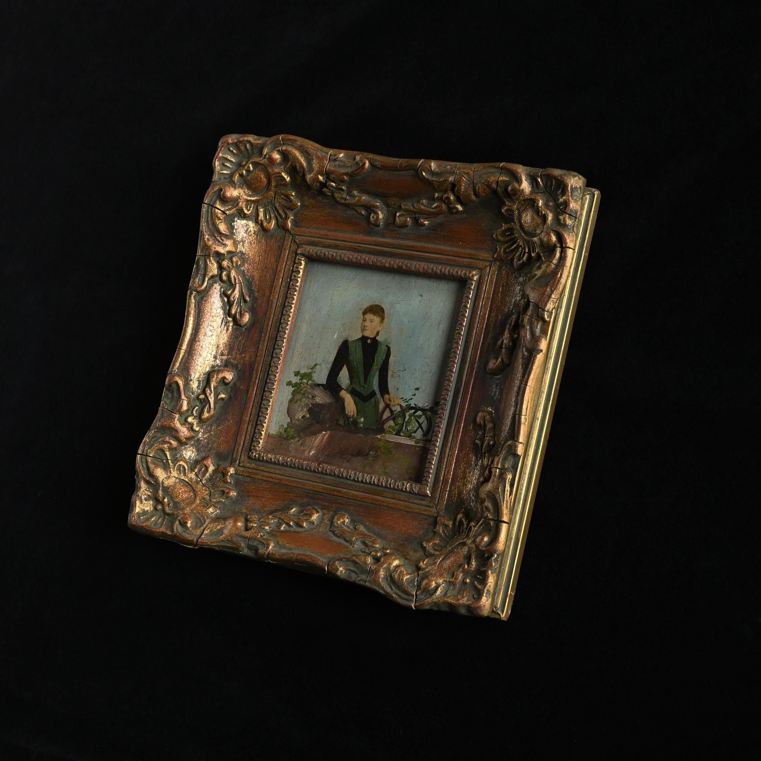 額装された婦人画-フランスアンティーク雑貨ーSibora