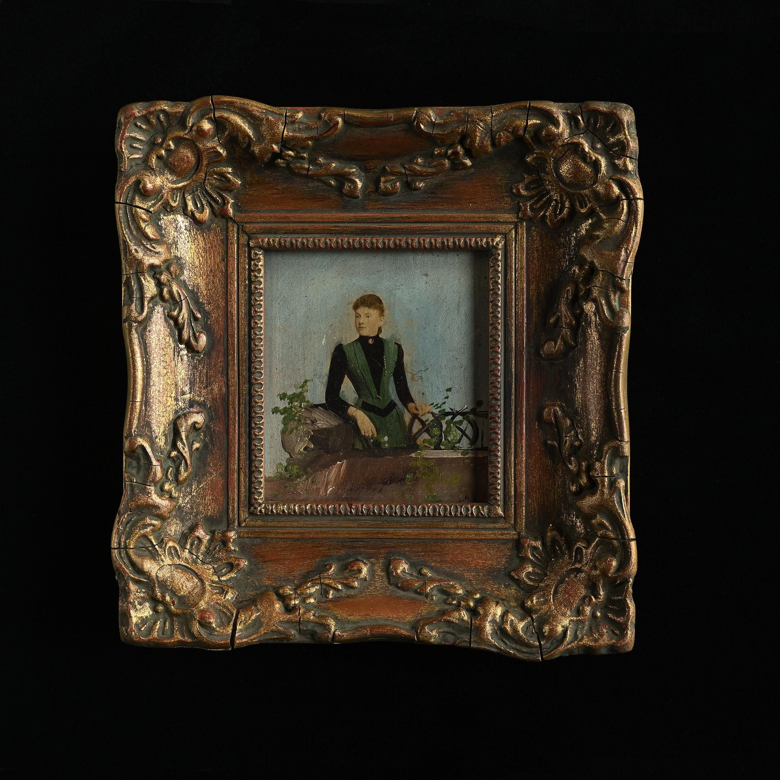 額装された婦人画-フランスアンティーク雑貨ーSibora