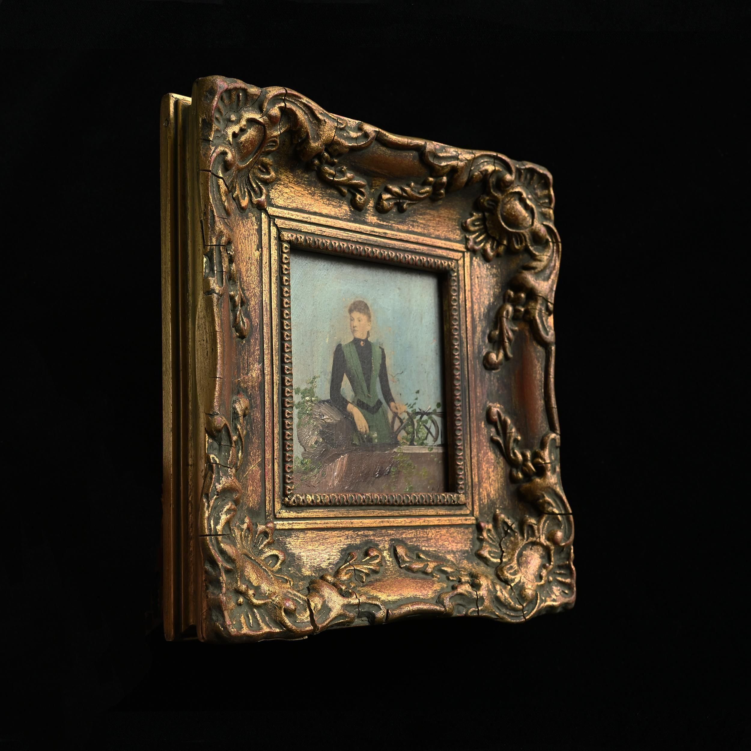 額装された婦人画-フランスアンティーク雑貨ーSibora