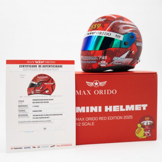 Max Orido Mini Helmet 1:2 Scale RED Edition 2025 (Carbon Fiber)