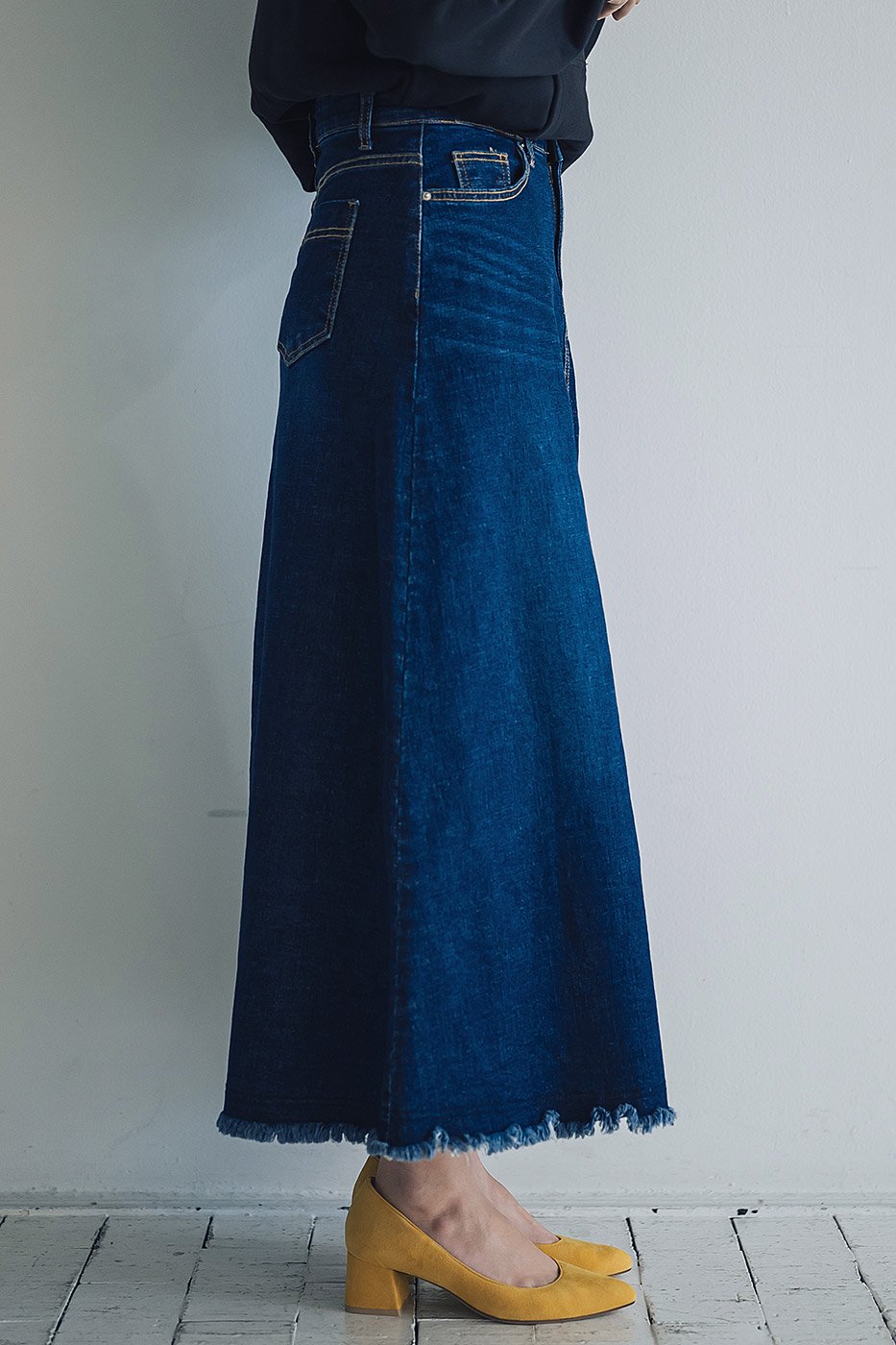 INDIMARK デニム ロングスカート ブルー WJ078