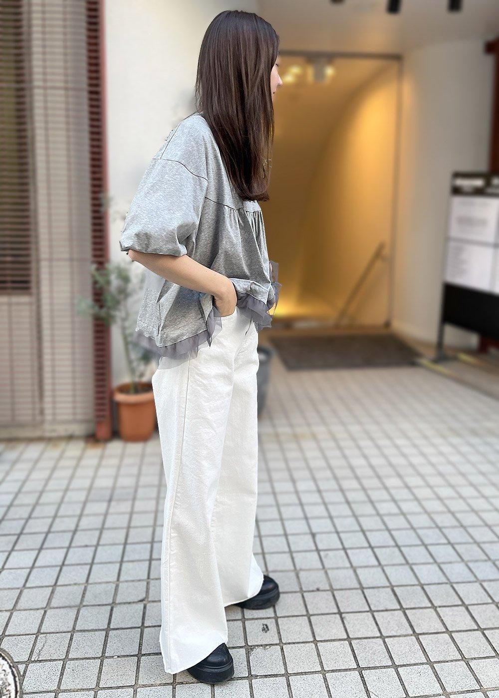 INDIMARK カットオフ ワイドパンツ ホワイト INDIMARK カットオフワイドパンツ | ホワイト - インディマーク