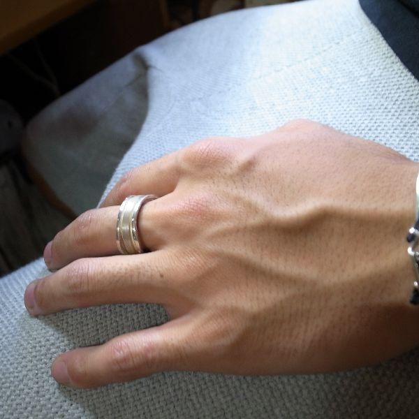 センターの部分がスピン,シルバーリング,渋谷【kensscratch】刻印,文字