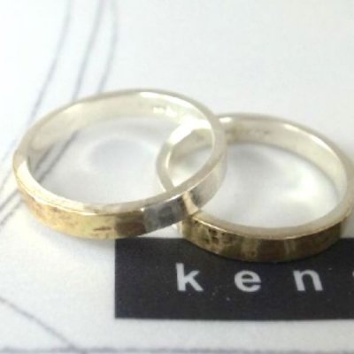 真鍮とシルバーの細身のリング、刻印,文字入れ,渋谷 【kensscratch】指輪,名入れ,