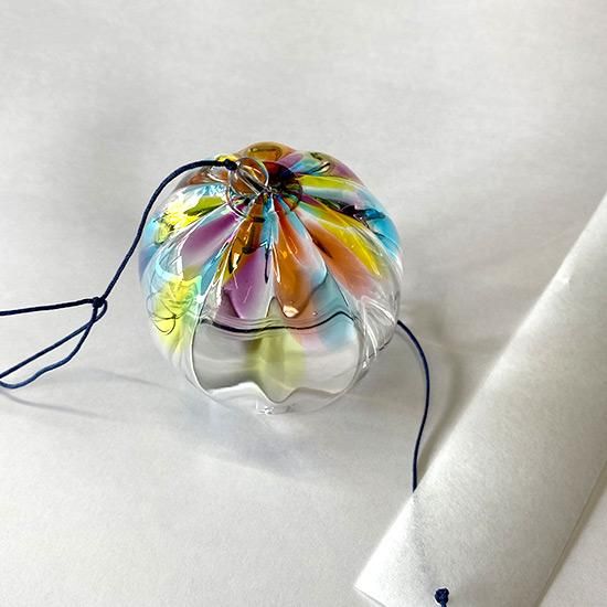 びーどろ風鈴 虹色｜伝統的な宙吹きガラスの風鈴｜肥前びーどろ