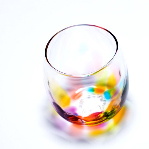 虹色しずく型グラス｜伝統的な宙吹きガラスのグラス・器｜肥前びーどろショッピング