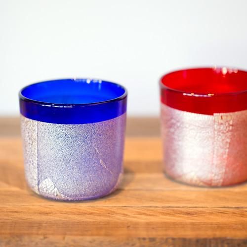高評価の贈り物 銀彩ロック（青）｜伝統的な宙吹きガラスのグラス・器｜肥前 工芸品
