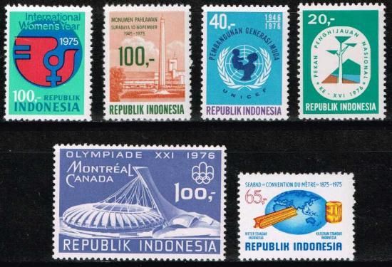 ＼半額SALE／ インドネシアの1975～76年記念切手6点6種セット 五輪・ユニセフ コレクション