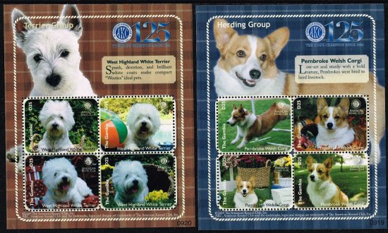 かわいい犬の切手 ガンビア09年4種連刷シート2点 動物 イヌ 切手の通信販売 スタンプロード