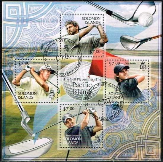 ゴルフの切手 ソロモン諸島2013年4種連刷シート（済） - 切手の