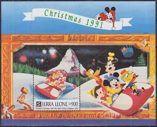 ディズニーのクリスマスカードの切手 シエラレオネ1991年小型シート 切手の通信販売 スタンプロード