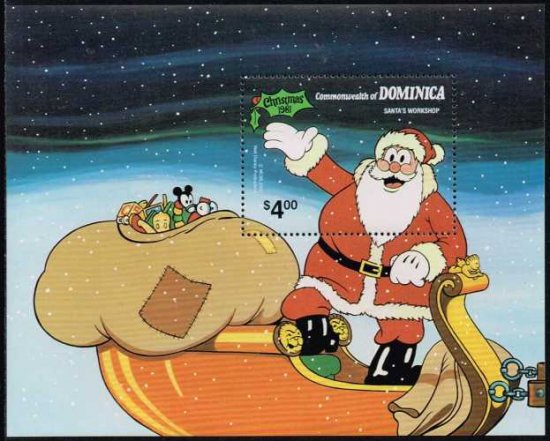 ディズニーの サンタの仕事場 の切手 ドミニカ1981年クリスマス小型シート 切手の通信販売 スタンプロード
