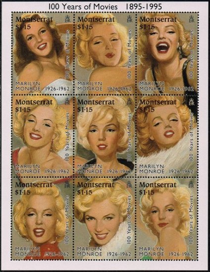 マリリン・モンローの切手 モントセラト1995年・映画100年9種連刷 ...
